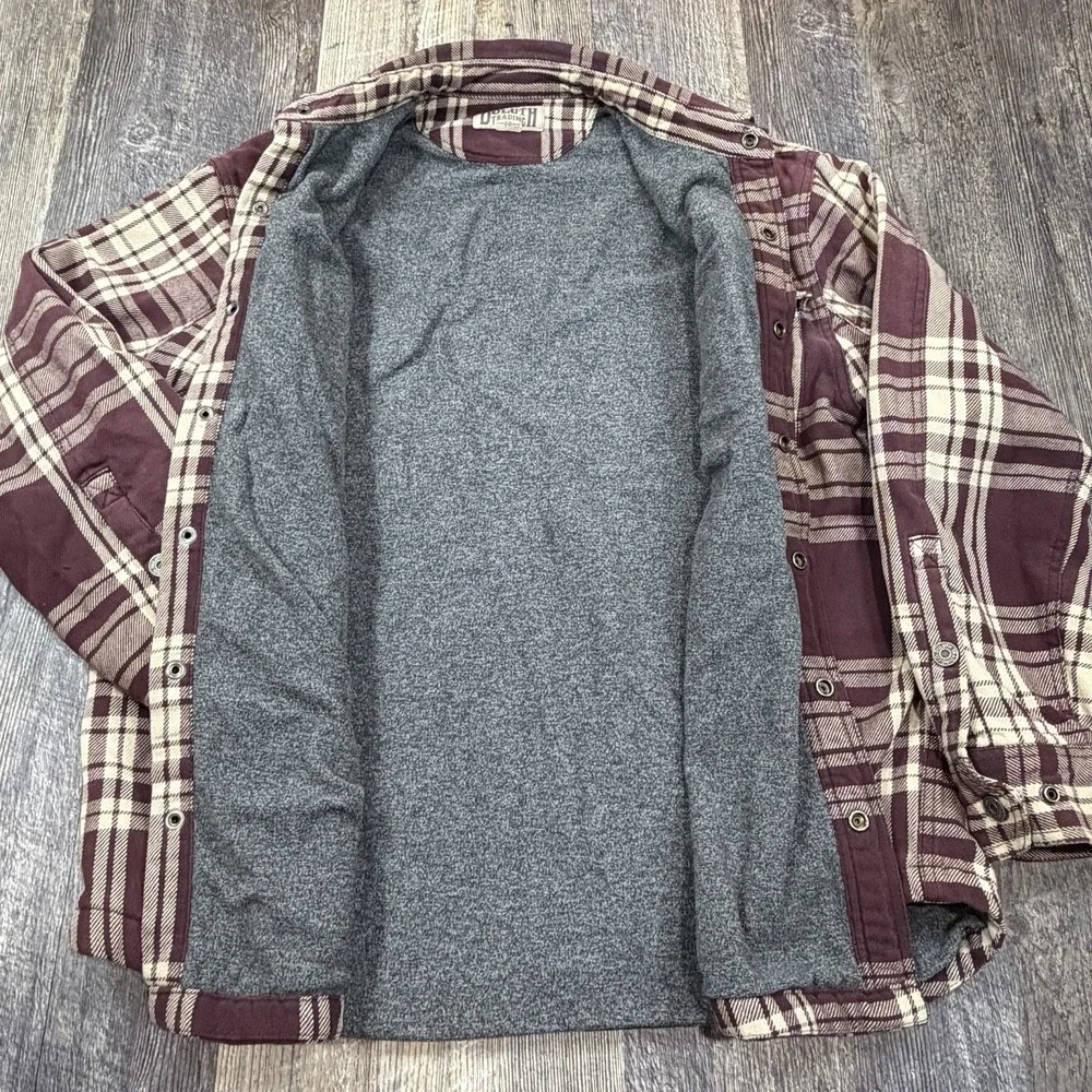 Duluth Trading Co Relaxed Fit Fleece‎ Lined Plaid Shirt Jacket Men's Large